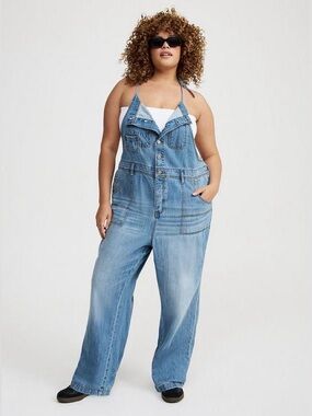 Torrid Button Front Denim Overall